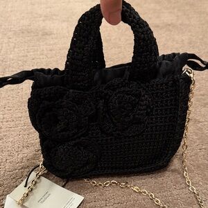 Elegant Black Crochet Handbag